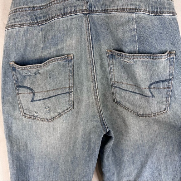 AMERICAN EAGLE Women’s Size XS Denim Jean Bib Overalls Tomgirl Style Destructed - Picture 16 of 16